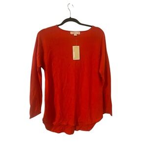 Red Michael Kors Long Slee Knit Top